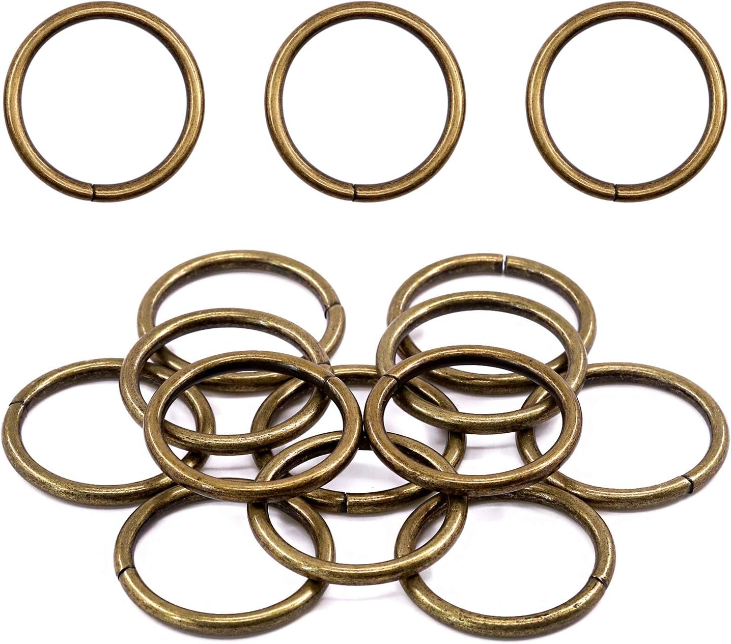 Swpeet 60Pcs Heavy Duty 3/5 Inch - 16Mm Gold Multi-Purpose Metal O Ring Metal Rings for Hardware Bags Ring Hand DIY Accessories Keychains Belts and Dog Leas (Gold, 3/5 Inch)