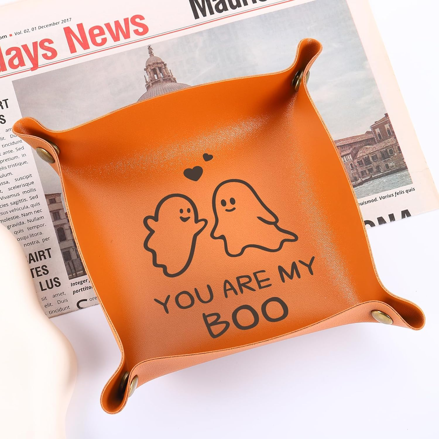 Boo Basket Stuffers for Women Men, Spooky Basket Stuffers for Adults, Halloween Boo Basket, Birthday for Women, Sweetest Day Valentines Day Gifts for Girlfriend Boyfriend, Leather Tray image number 5