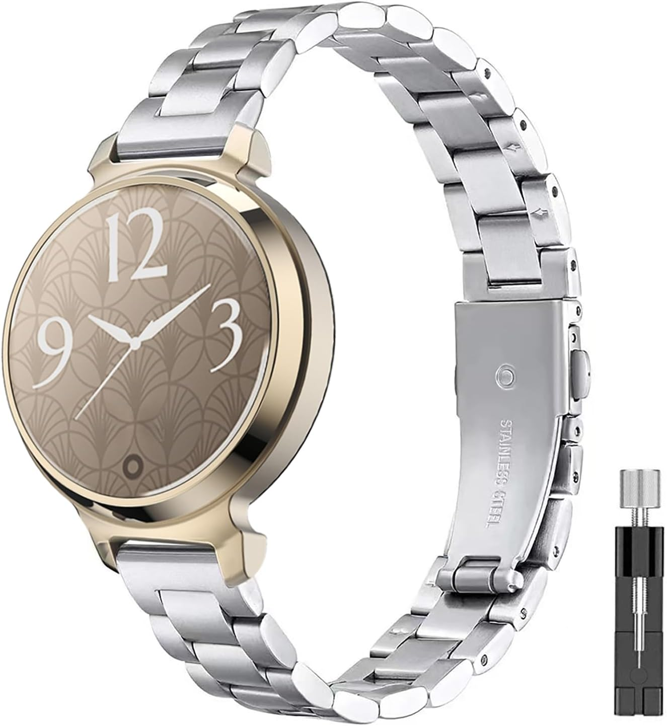 Haotop Stainless Steel Replacement Strap Compatible for Garmin Lily 2 Smartwatch - Rose Gold image number 2