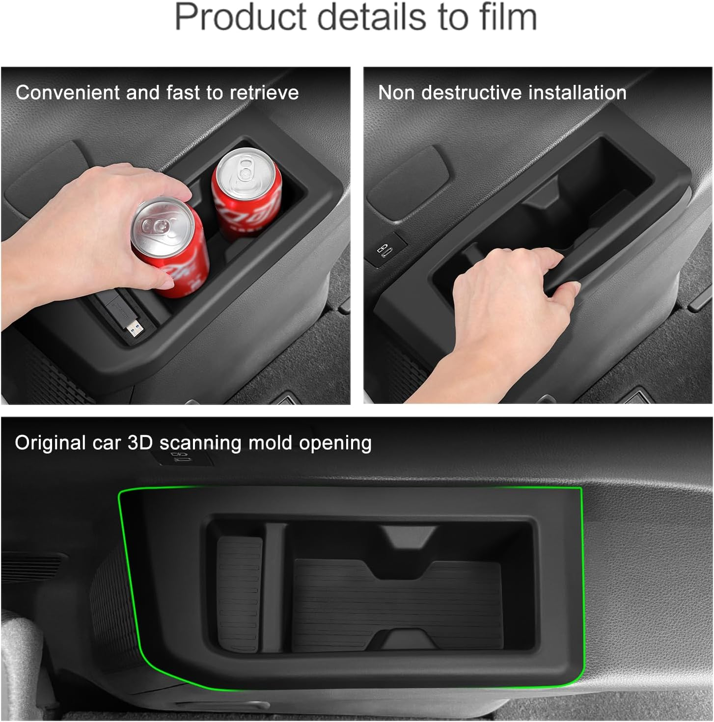 SMABEE 2PCS Rear Cup Holder Inserts for 2024 2025 Toyota Land Cruiser Prado 250 TPE Cup Holder Drink Organizer for Prado J250 LC250 Accessories Interior Black image number 3