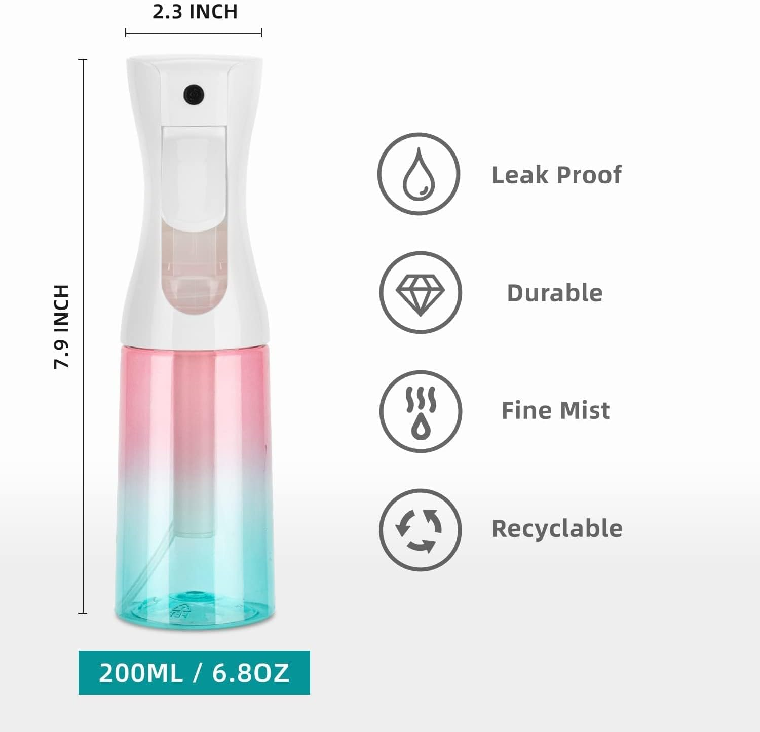 Continuous Spray Bottle, 6.8OZ /200ML Hair Mister Spray Bottle, Fine Mist for Salons,Barber, Plants, Skin Care, Cleaning(Red Blue Gradient,1 Pack) image number 6
