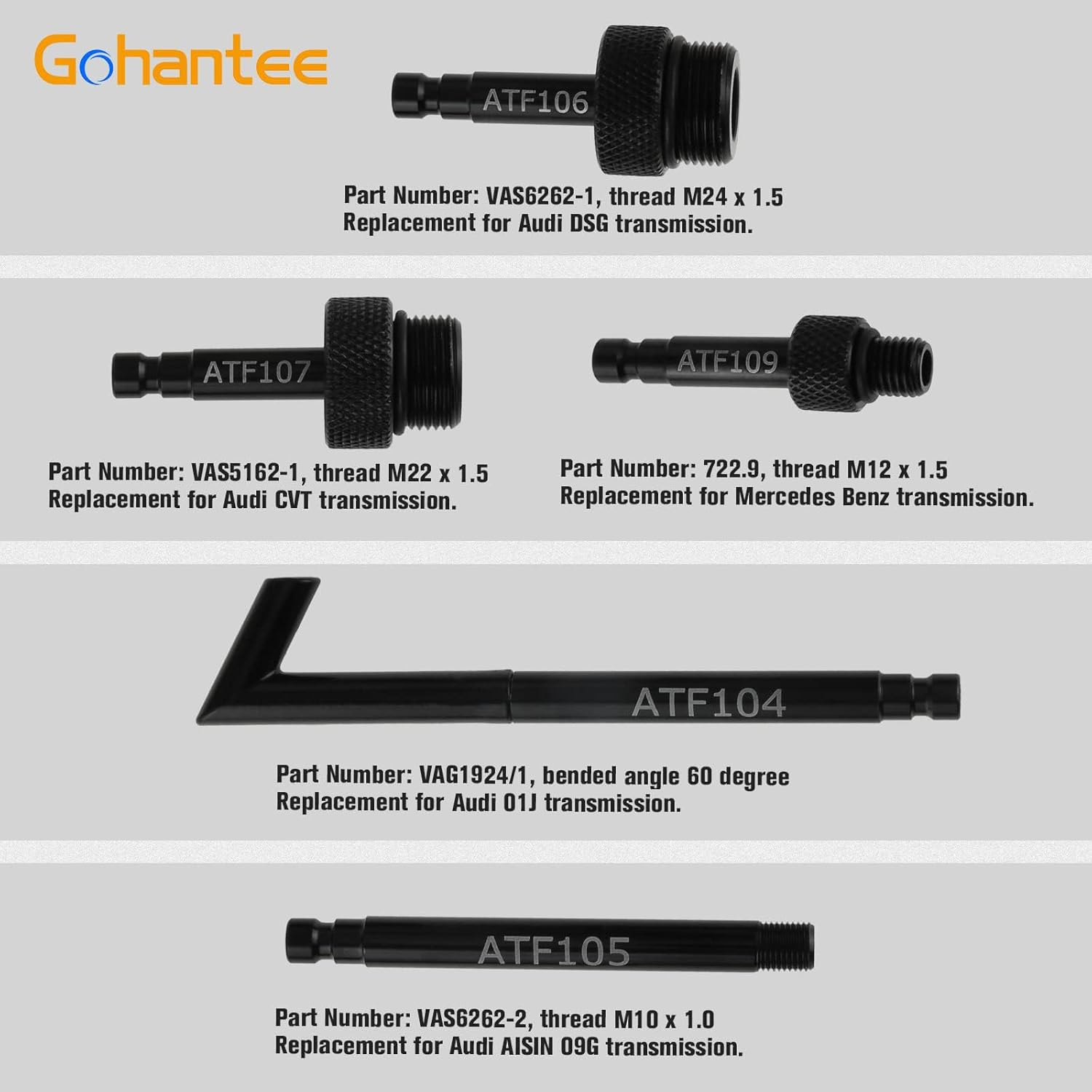 Automatic Transmission Fluid Oil Filling Filler Adapter Manual Filler Kit Include Metal Dispenser with Shut off Valve, Replacement for Audi 09G 01J 722.9 CVT DSG ATF Benz 722.9 image number 2