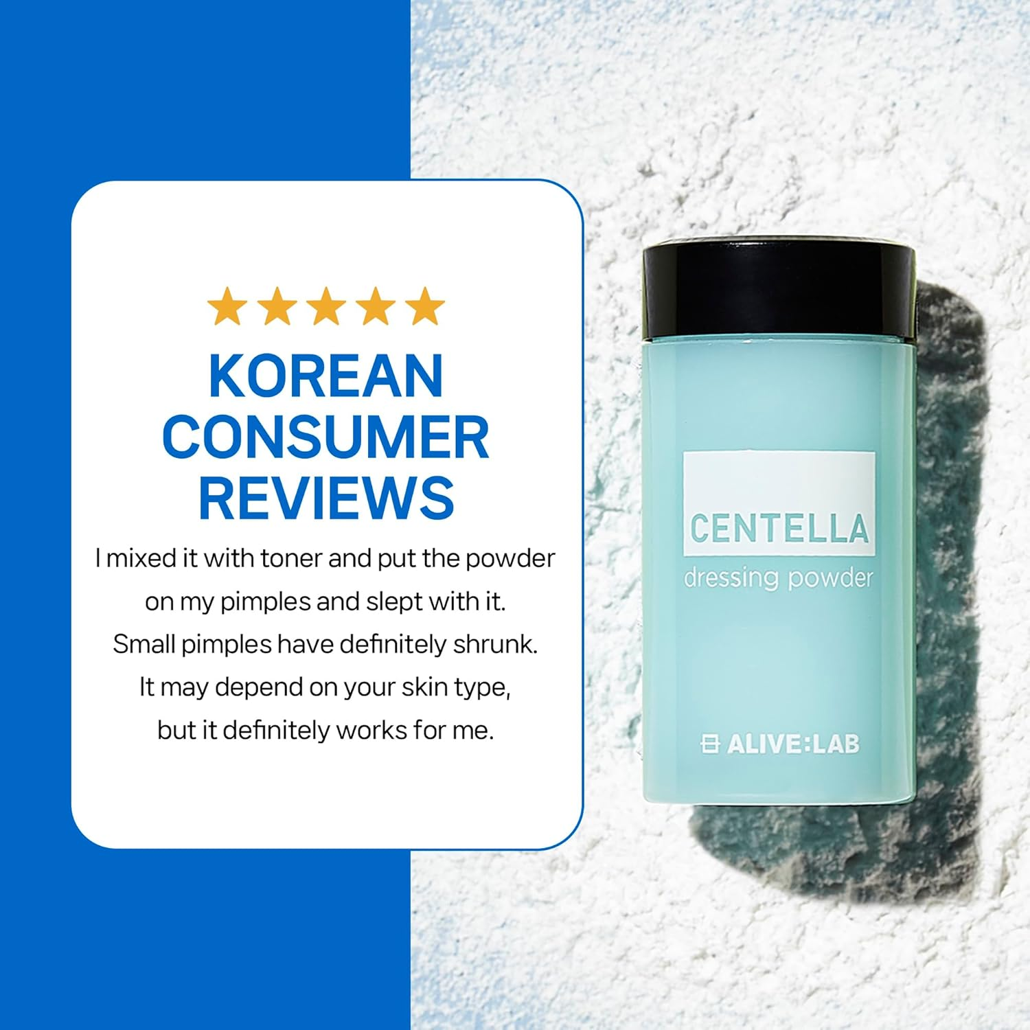 ALIVELAB Centella Dressing Powder &ndash; Acne Spot Treatment for Sensitive & Oily Skin &ndash; Fast Drying Blemish Healing Formula with Centella Asiatica for Redness Relief & Oil Control &ndash; 8Ml