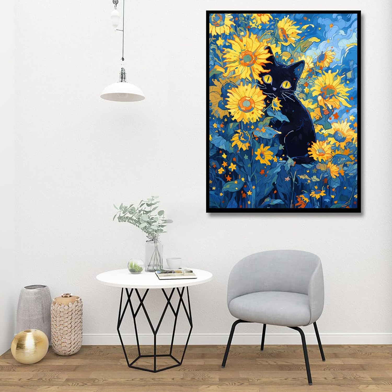 Paint by Numbers for Adult - DIY Digital Canvas Acrylic Painting Adults, Paint by Number Kits, Digital Painting, Painting Numbers Adults Frameless for Home Wall Art Decor Flower Cat 16X20 Inch