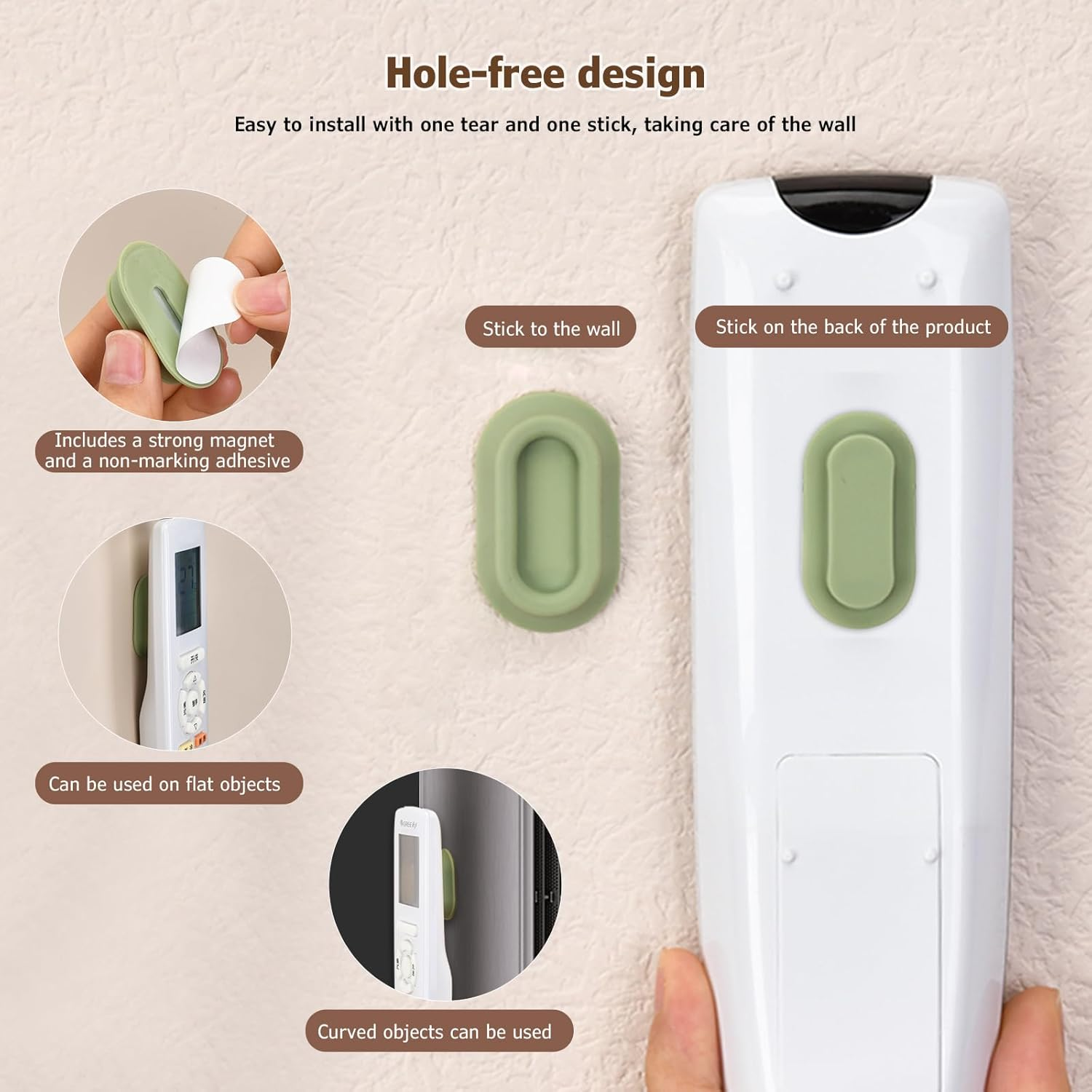 XYOFUN Magnetic Remote Control Holder, Wall Mount, Hole-Free, Pack of 4, Upgrade Self-Adhesive Silicone Remote Control, Organiser for TV Back as Well as Fan and Air Conditioning, Black image number 2