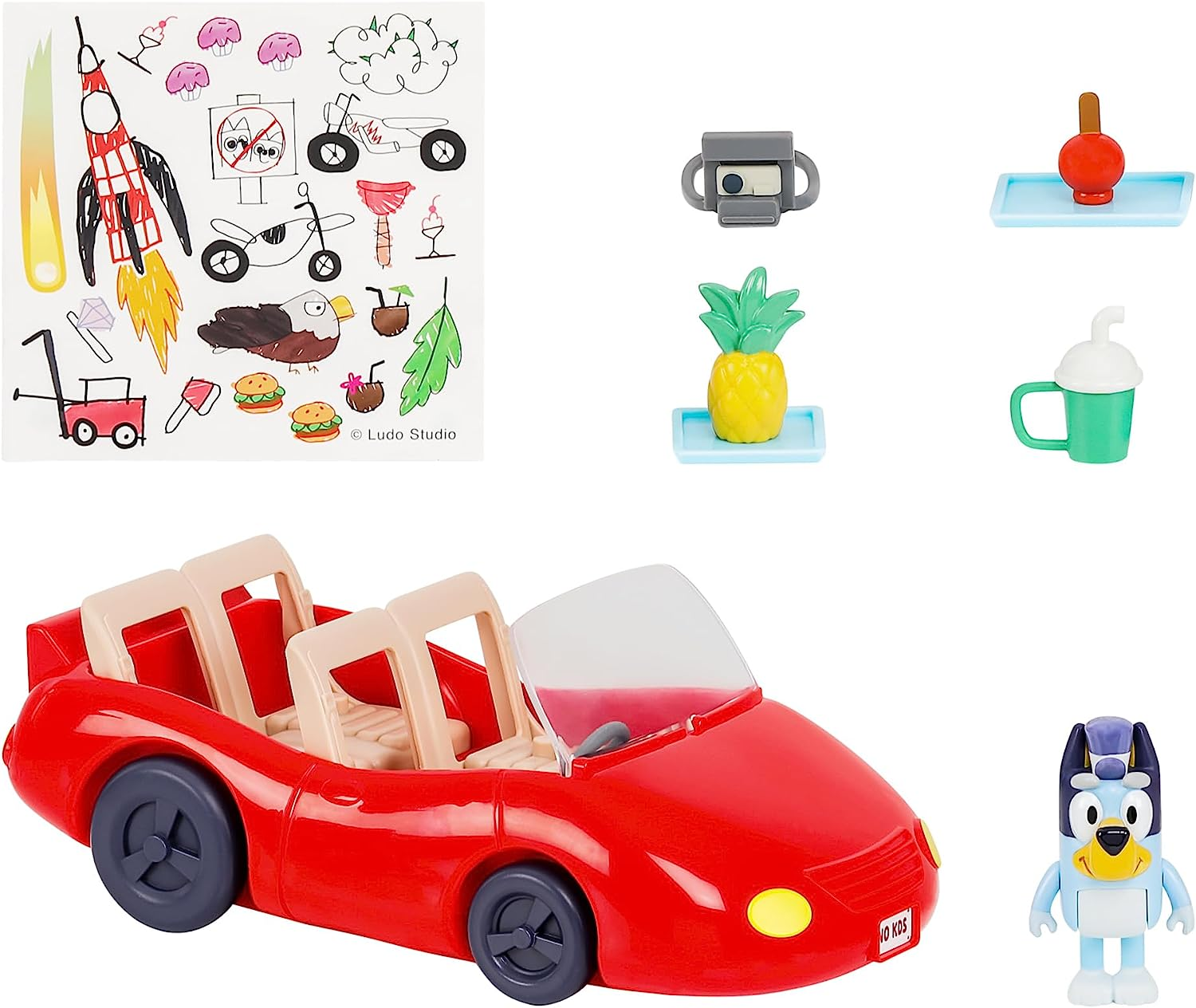 Bluey Vehicle and Figure Pack, Bluey'S Escape Convertible with 6.3Cm Exclusive Bluey Figure, 4 Accessories and Sticker Sheet. image number 3