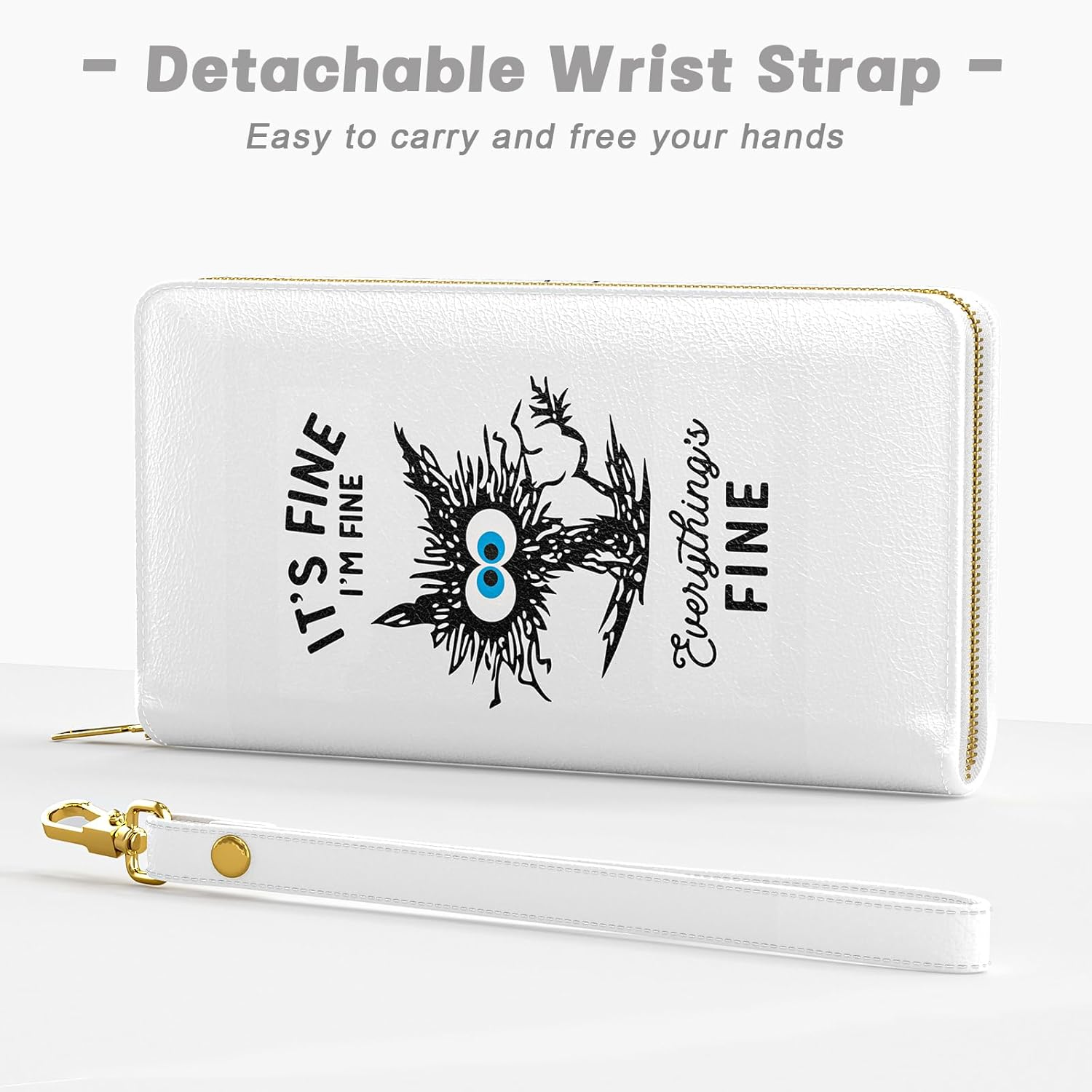 Aiawoxc Womens Wallet, RFID Wristlet Wallets for Women, Ladies Clutch Purses, Large Travel Card Holder with Phone Holder, Fine Cat - A04-Art Style Pattern image number 5