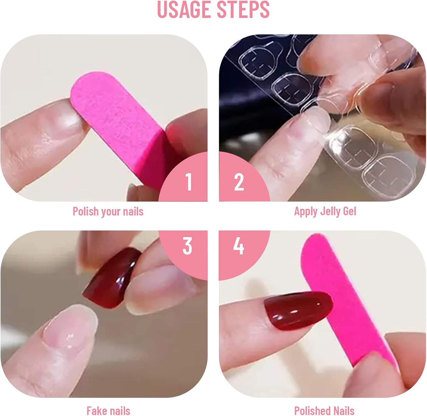 Charmburst Pack of 24 Medium Almond Shape Press on Nails, Flower Design Sticker Nails, French Style with Shine, False Nails, False Nails, Stick on Nails image number 1