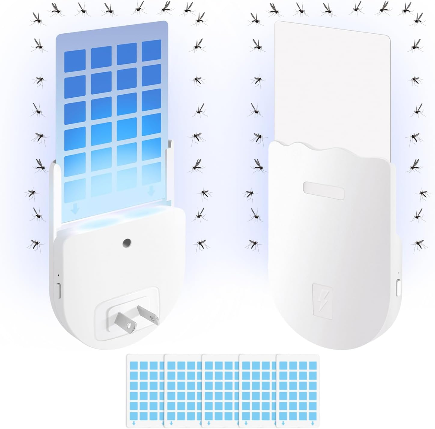 Yakiter Plug-In Mosquito Killer, Flying Insect Trap for Flies, Fruit Flies, Moths & Gnats, UV Attractant Catcher & with Adjustable Brightness Night Light, 1 Device + 5Pcs Adhesive Cards(1Pcs) image number 5