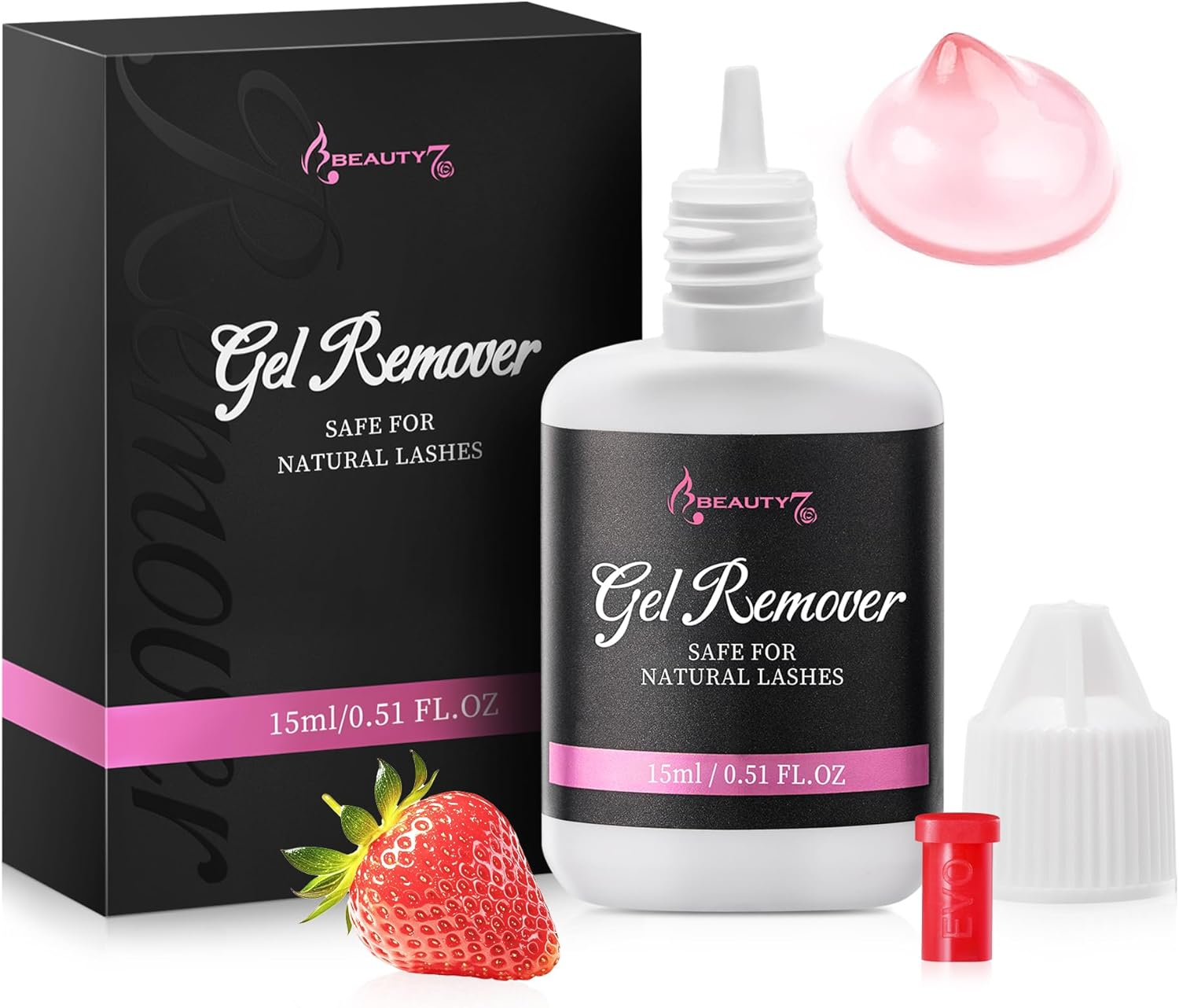 Beauty7 Eyelash Extension Gel Remover Lash Extensions Lash Remover for Eyelash Extension Removal Professional Clear 15Ml