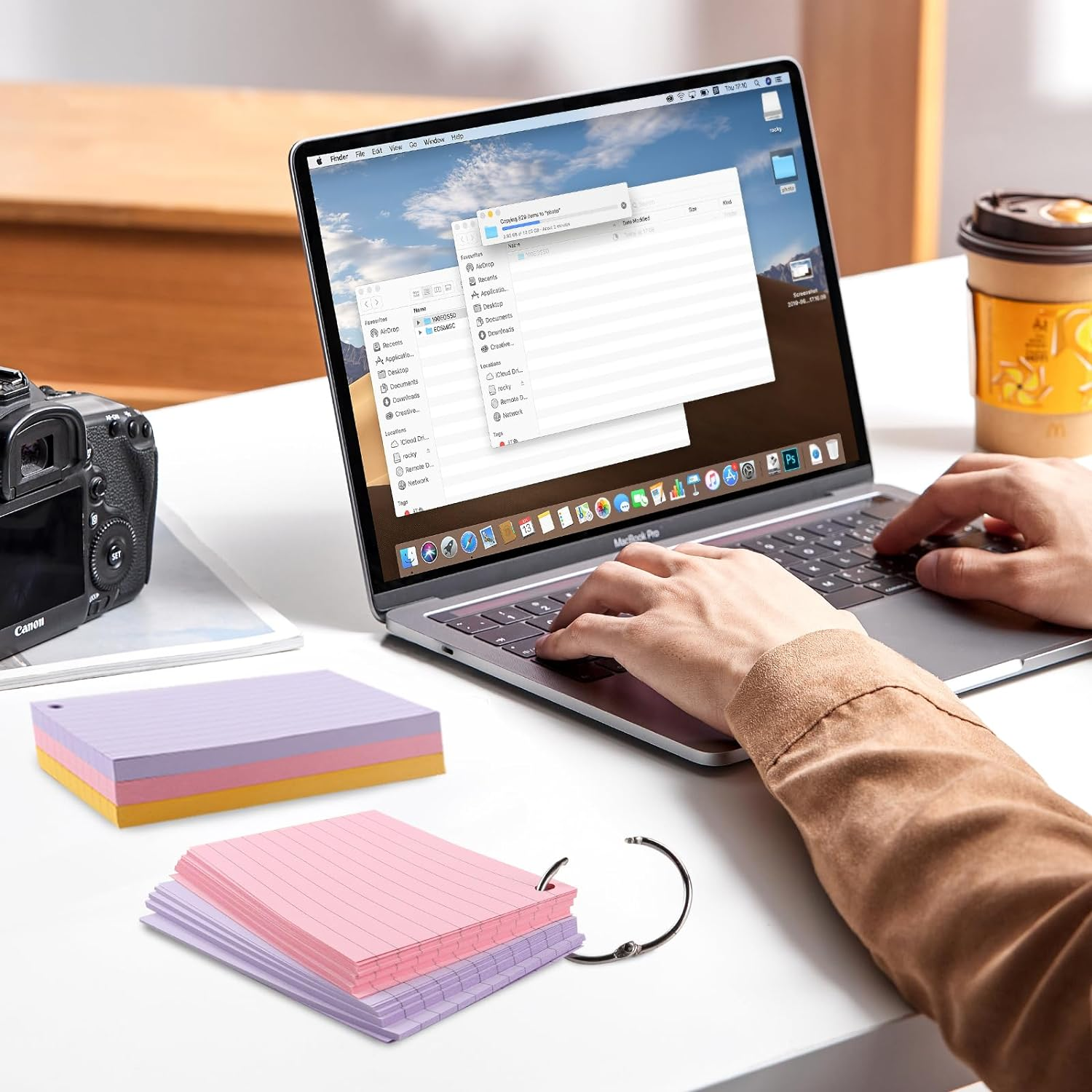 300 Pcs Index Cards，6 Pack Flash Cards Revision Coloured Card Mini Notepads with Binder Rings for Study Office Notepads School Learning Memo 5"&times;3" image number 3