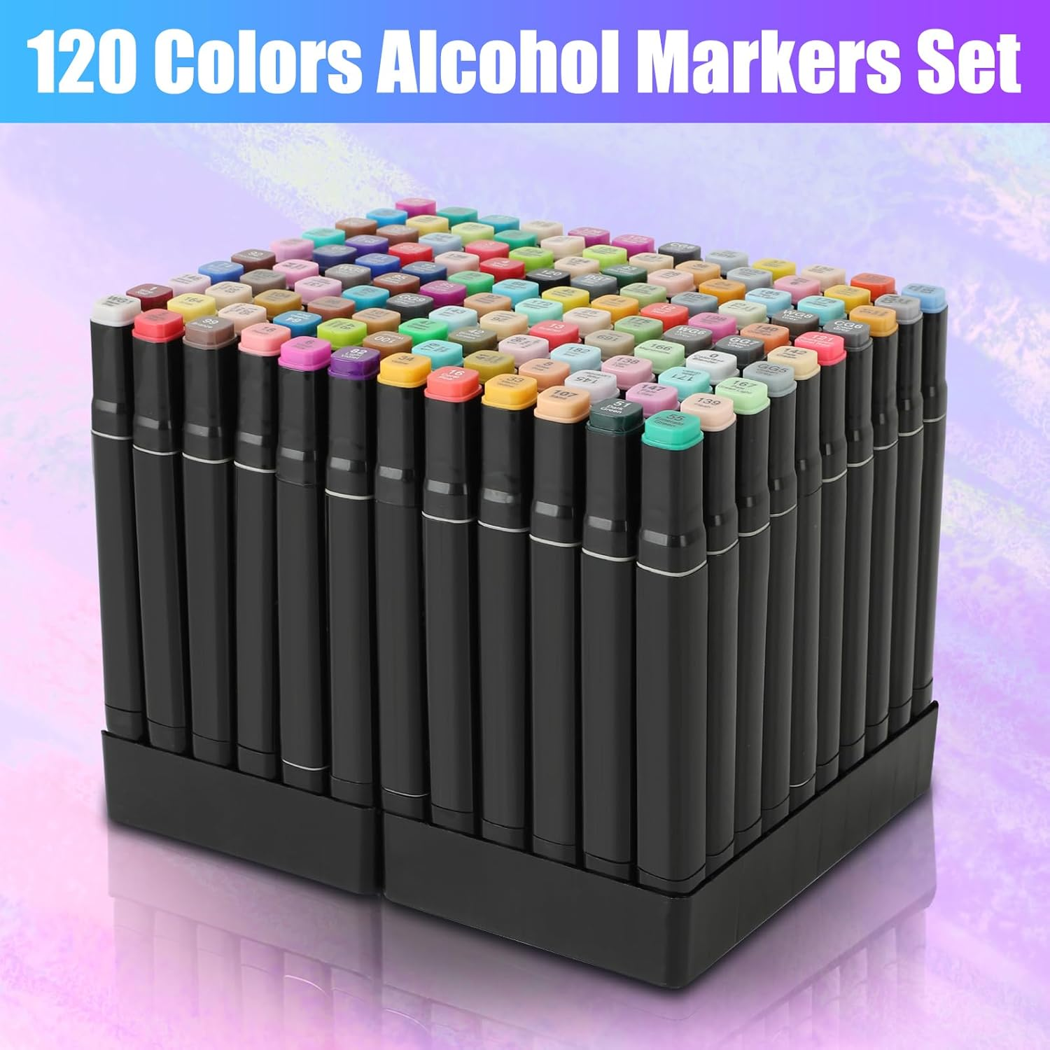 120 Colors Alcohol Markers Set, Coloring Markers for Adults and Kids, Touch Markers, Art Markers, with Carrying Bag and Stand Case, for Artists Adult Coloring Sketching Designing (120) image number 3