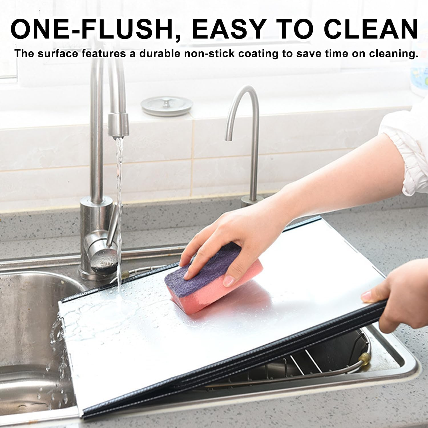 EDINNO Splatter Guard, 4 Sided anti Splatter Shield Guard, Foldable Oil Splatter Screens for Frying, Nonstick Splatter Screen, Stove Heat Insulation Board for Cooking, 11.6 * 30.2 * 12 Inches image number 4