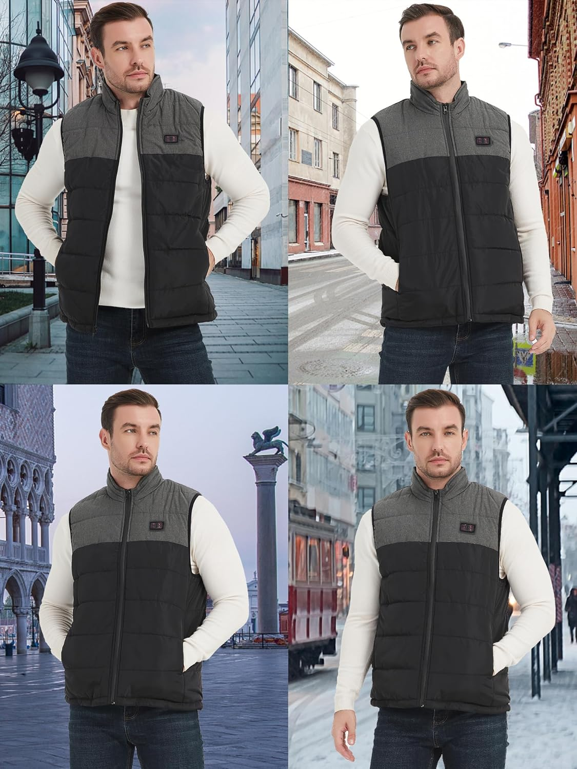 Heated Vest for Mens Double Switch with 11 Heating Zones, Lightweight Heated Jacket with USB Charging Keep Warm Function for Outdoor(No Battery) image number 5