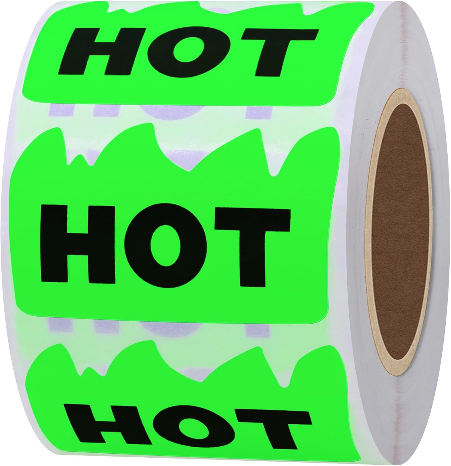 Hybsk 2 X 1.18 Inch Hot Stickers 500 Pcs Fluorescent Yellow Flame Fire Sticker Labels for Restaurant Supermarkets Stores Coffee Shops (Fluorescent Yellow)
