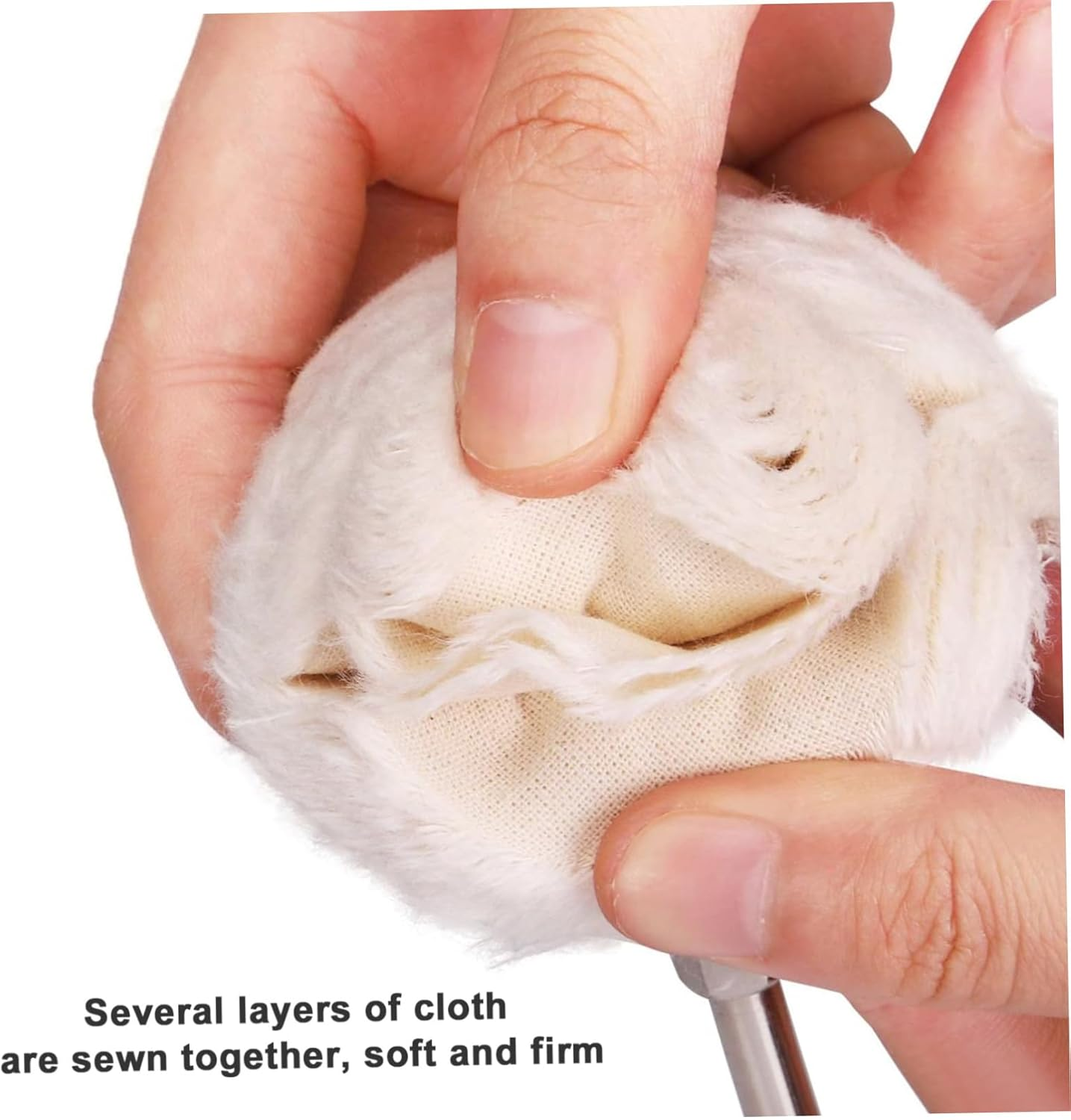 Mikinona 3Pcs Polishing Wheel Set with Handles &ndash; 50Mm, 75Mm, 100Mm Pure Cotton Buffing Mop Kit for Automotive Polisher Drill Equipment, White Cotton Polishing Wheels for Car Body Repair and Detailing image number 4