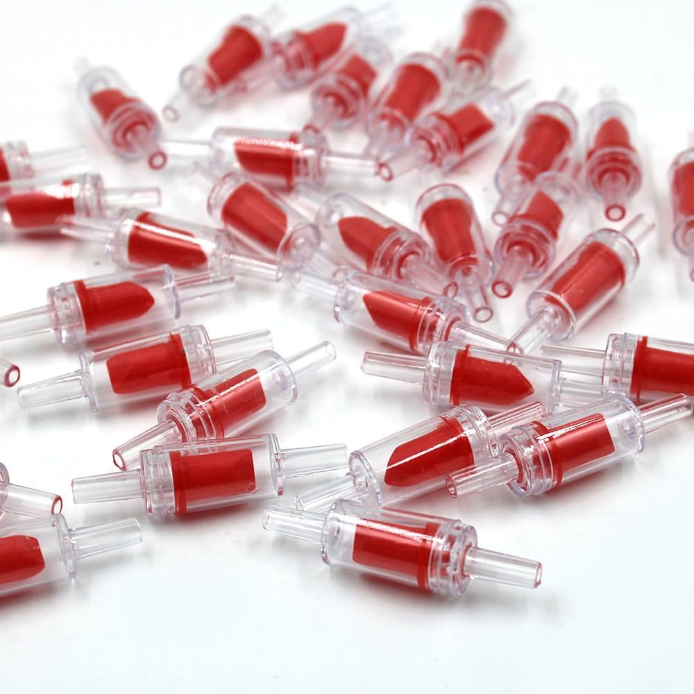 Aquarium Check Valve,Danzix One Way Non-Return Check Valve,Aquarium Air Pump Accessories for 3/16 Inch Airline Tubing-35Pcs (Red) image number 1