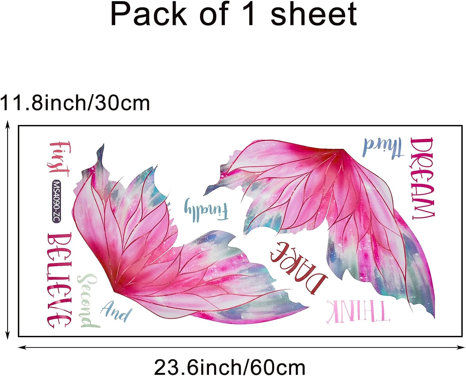 Pink Butterfly Wall Decal Inspirational Quote Wall Stickers 22.8X16.9Inch Motivational Saying Self-Adhesive Vinyl Wall Clings for Door Bedroom Living Room Nursery Decoration image number 5