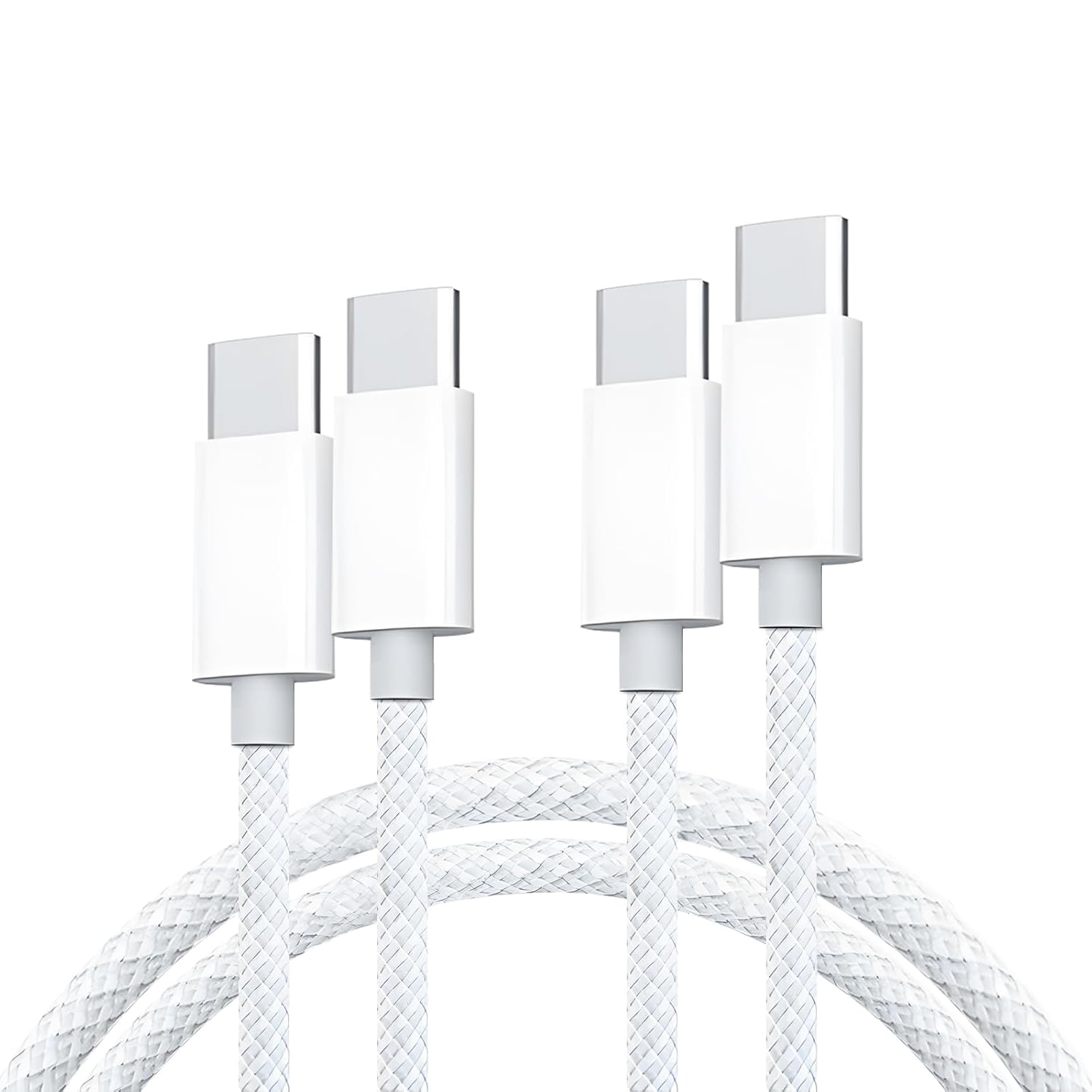 USB C to USB C Braided Fast Charging Cable, 2-Pack 5FT 60W PD Type-C Power Cord for Iphone 16/15 Pro Max, Macbook Air, Ipad Pro,Galaxy, Pixel, Android Auto, Carplay,White image number 3