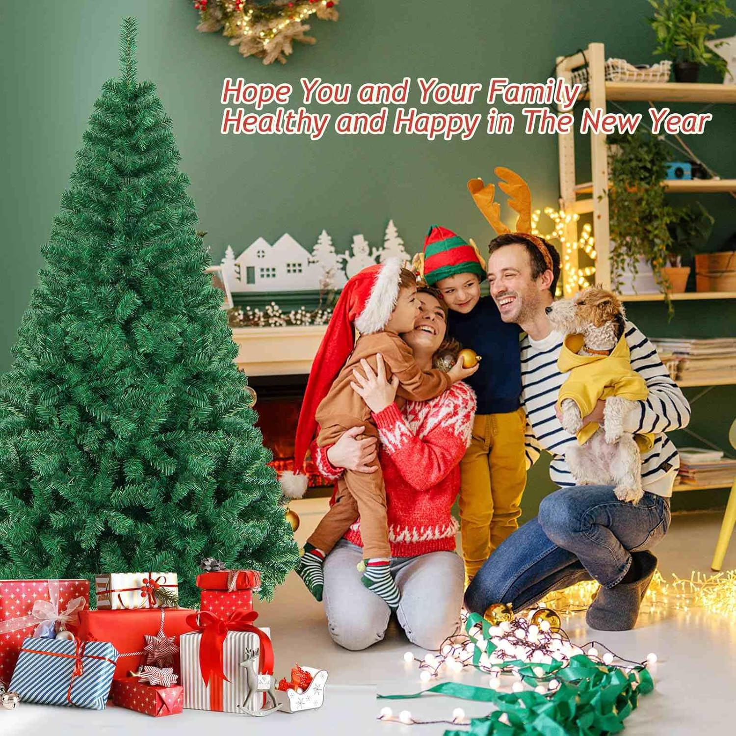 Costway 1.8M Artificial Christmas Tree Xmas Pine Tree with Solid Metal Legs Perfect for Indoor and Outdoor Holiday Decoration image number 6