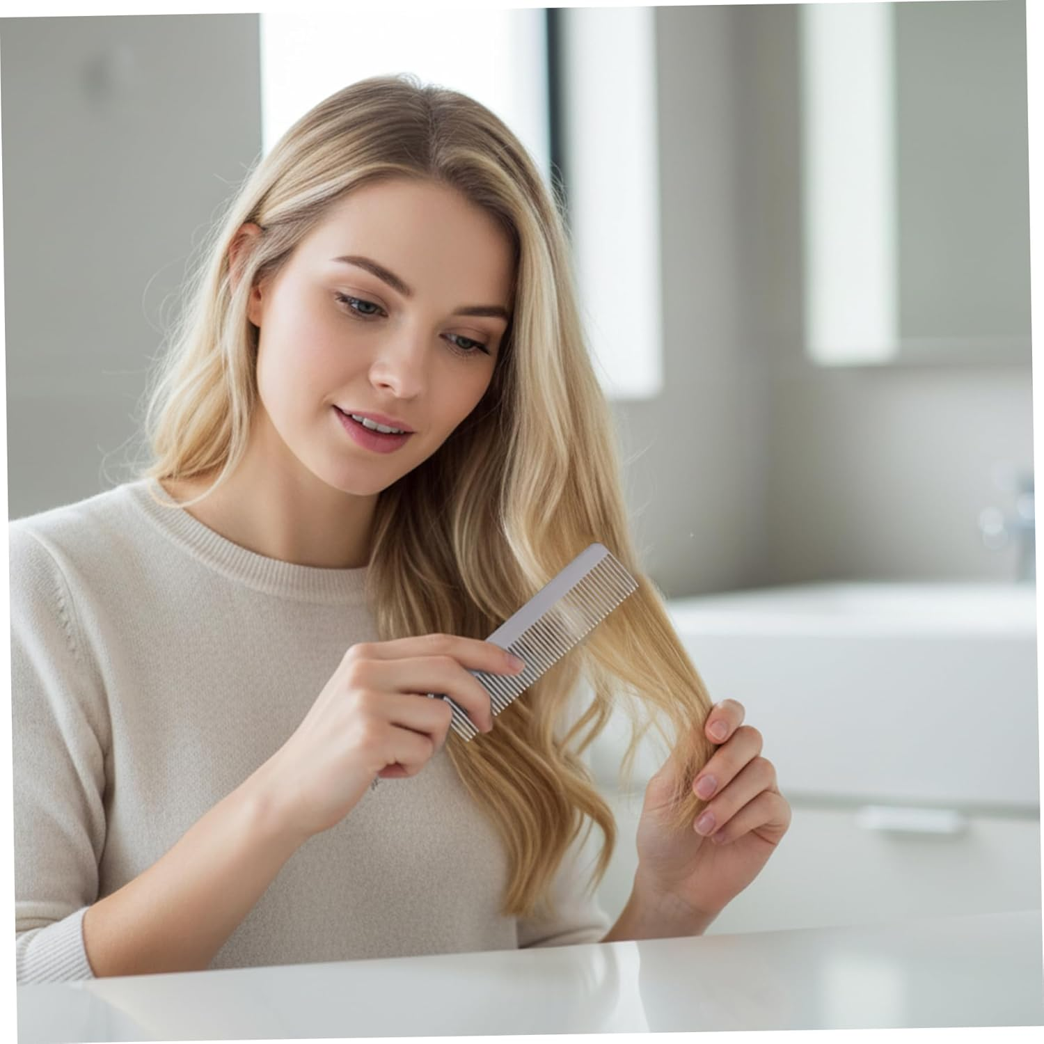 Metal Comb Fine Tooth Titanium Pocket Comb anti Static Travel Friendly Grooming Tool with Smooth Rounded Tips image number 2