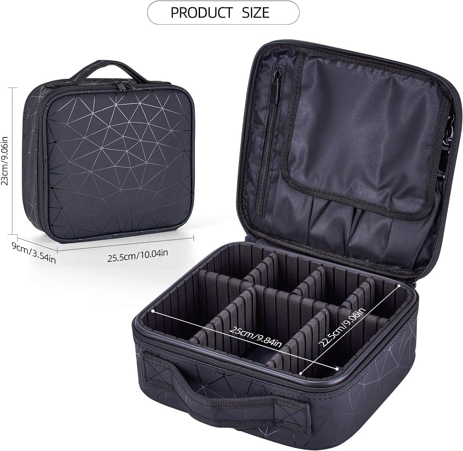 JOVALA Make up Travel Case Large Makeup Bag Cosmetics Train Case Makeup Suitcase with Compartments Toiletries Brush Organizers and Storage Bag (Black) - Black image number 3