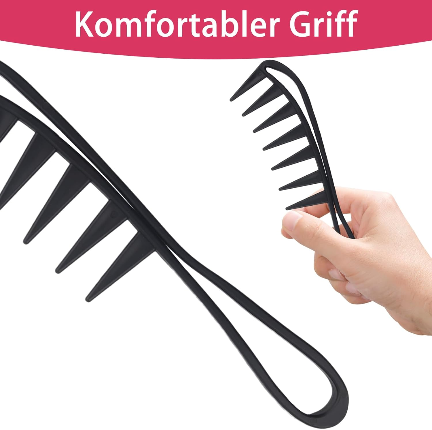 4 Pieces Wide Tooth Comb for Curls, Large Curl Comb for Knotted, Wavy, Thick, Thin Hair, Large Tooth Comb for Women and Men, Extra Wide Curl Comb for Brushing Curls, Black image number 6