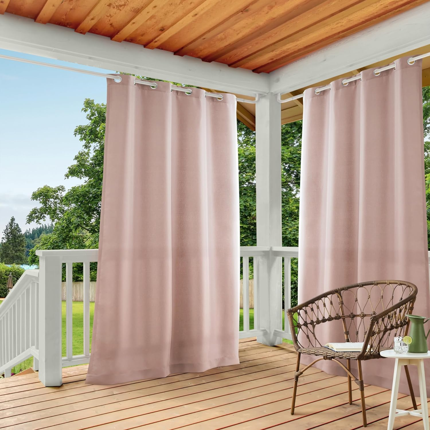 Town & Country Basics Cabana Solid Heavyweight Indoor Outdoor Curtains, Light Filtering Opacity with Grommet Top, Water Repellent, 2-Pack Set, 54"X144", Cloud Grey