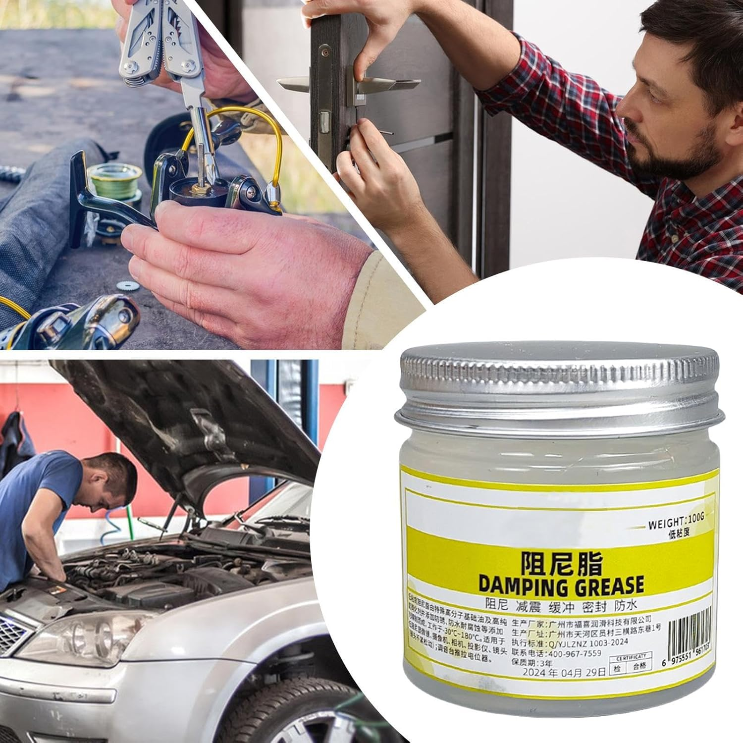 Damping Grease - Silicone Greases - 5Cm Noise Dampening & Sealing, 100G White, Waterproof & Durable, Ideal for Doors, Valves, Pistons & Everyday Motorcycle Maintenance image number 5