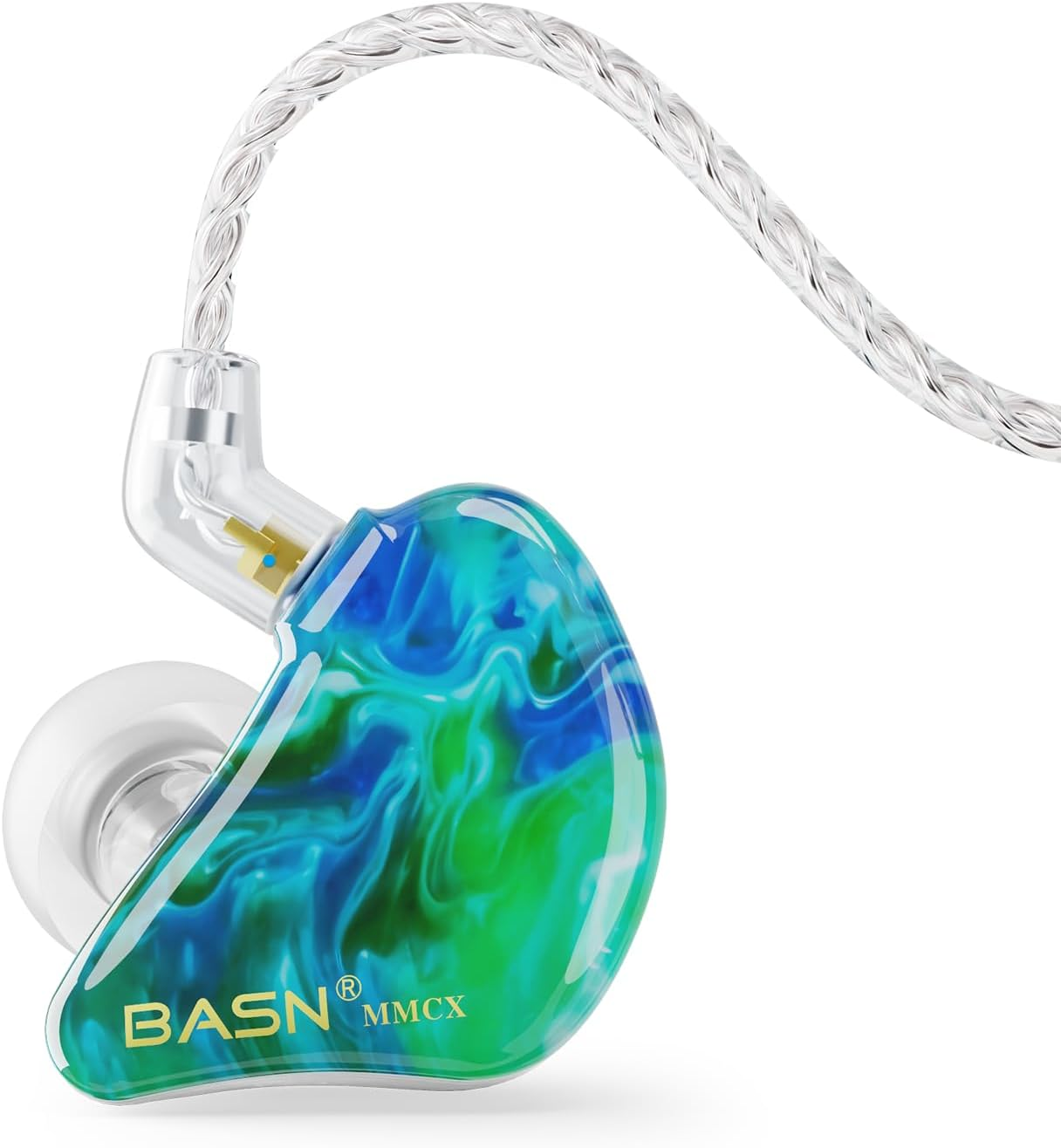 BASN MMCX Triple Driver In-Ear Monitors with Rich Bass, Hifi Stereo IEM Earphones with Upgraded Detachable Cables for Audiophiles Musicians(Purple Aurora)