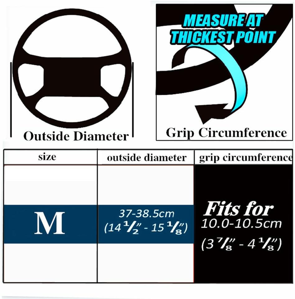 BMLEI Steering Wheel Cover Universal 15 Inch with Top Genuine Leather, Anti-Slip Design, Soft Padding, Stitch on Wrap image number 2