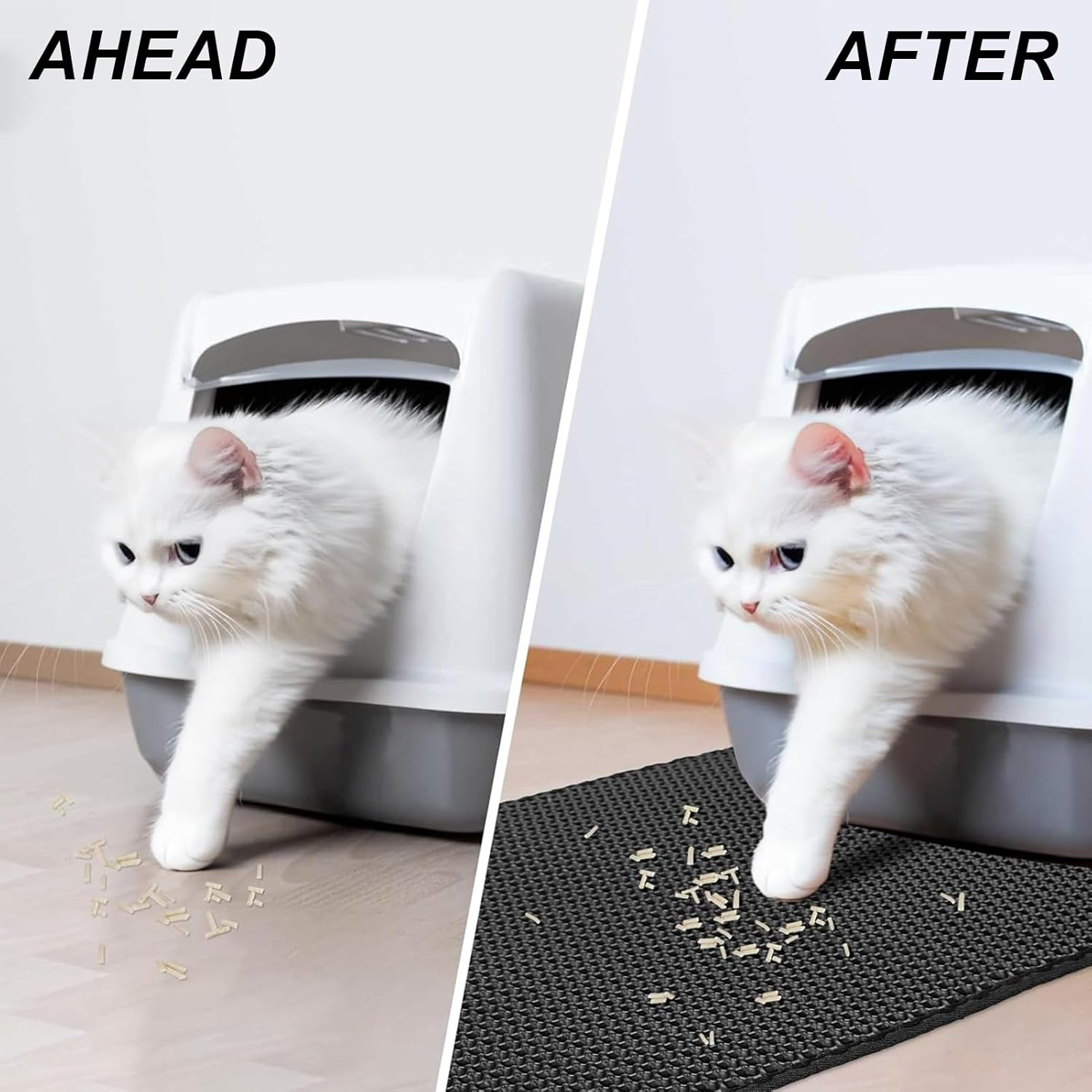 Cat Litter Tray Mat, 60 X 45 Cm Cat Litter Mat, Cat Litter Mat, Honeycomb Design, Waterproof Double Layer, Easy to Clean, for Cleanliness with Cat Litter image number 4