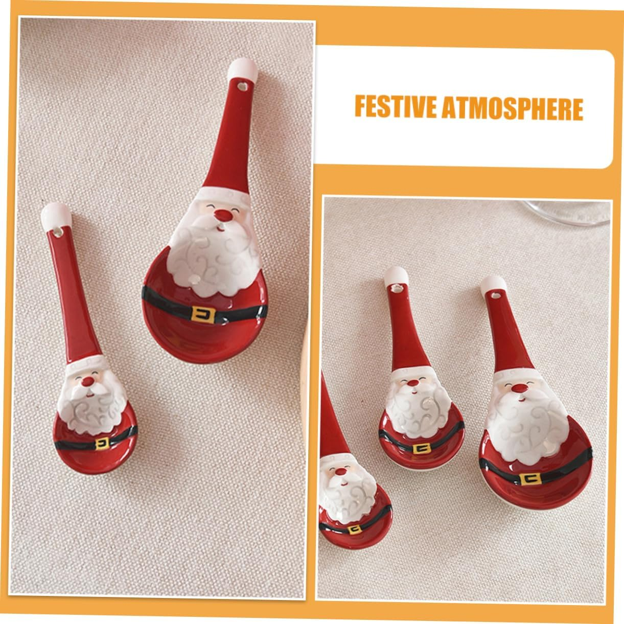 Ceramic Measuring Spoon Set Christmas Style Festive Spoon for Baking for Kitchen and Holiday Baking image number 3