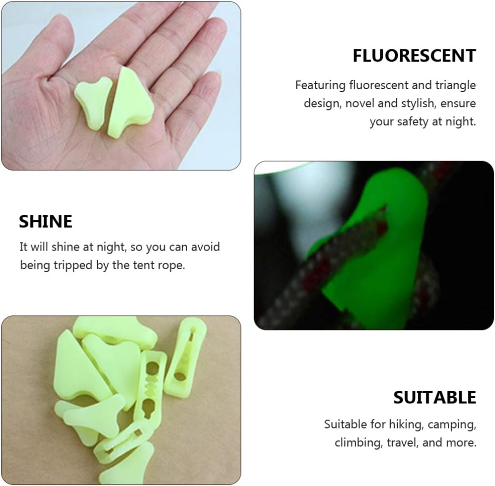 CLISPEED 20Pcs Wind Rope Buckle Fluorescent Glow in the Dark Tent Rope Cord Tensioner Adjuster for Camping Hiking Backpacking image number 6