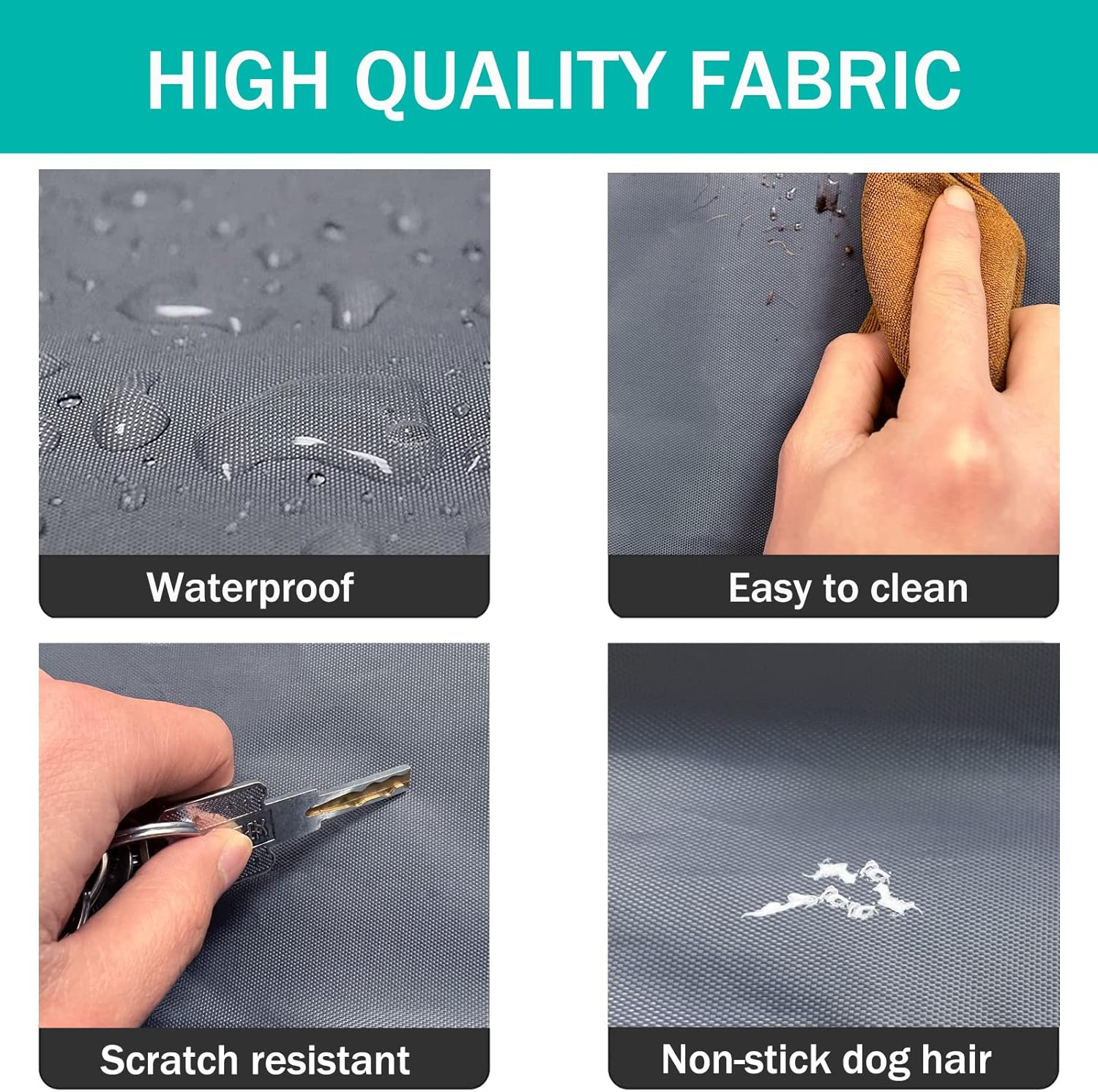 Dalema Dog Bed Cover,Waterproof Tough Plastic DIY Pet Bed Cover,Non Stick Hair Easy to Clean Rectangular Fillable Dog Bed Covers with Zipper(Dark Grey,44" L X 32" W X 4" Th,Cover Only) image number 5