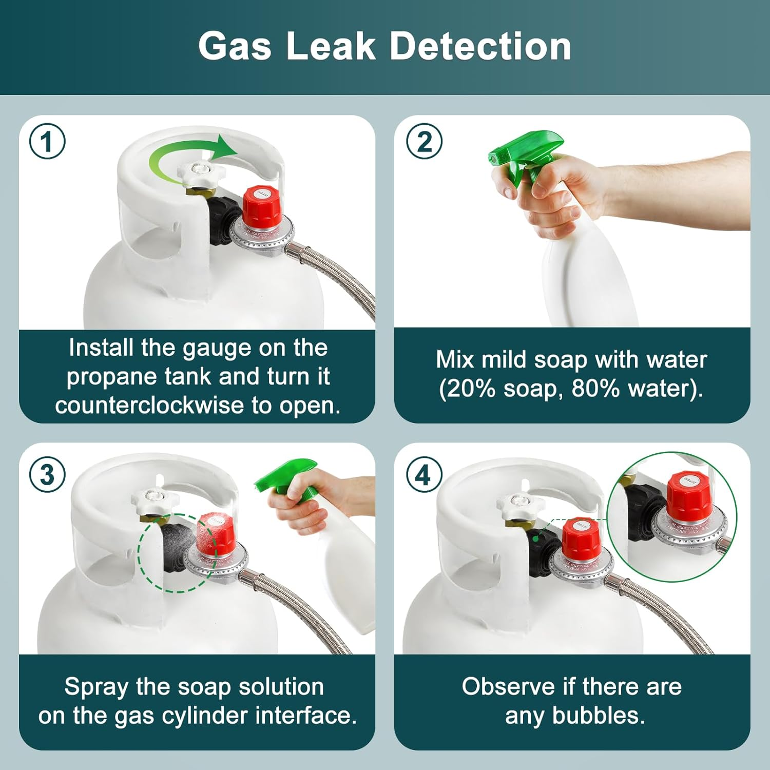 GASPRO 8-Foot 20 PSI High Pressure Adjustable Propane Regulator with Stainless Steel Braided Hose, Gas Grill LP Regulator Forturkey Fryer, Burner, Cooker, Grill, Firepit and More, 3/8 Female image number 3