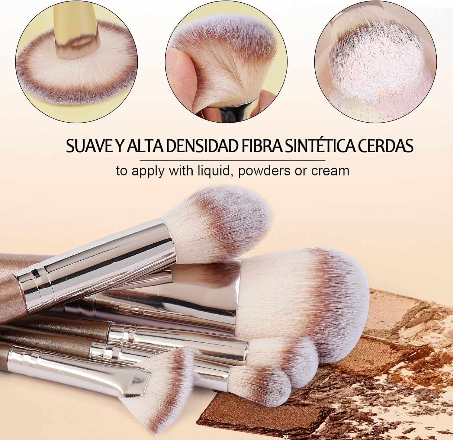 MAANGE Makeup Brushes 20Pcs Makeup Brush Set Premium Synthetic Foundation Face Powder Blush Concealers Make up Brushes Sets with Gift Box（Champagne) image number 3