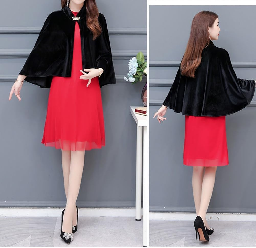 Velvet Scarfs Women Shawls and Wraps for Evening Dresses Wedding Shawl Wrap Bridal Scarve Poncho Cape Shawl Wraps 2025 - Black image number 2