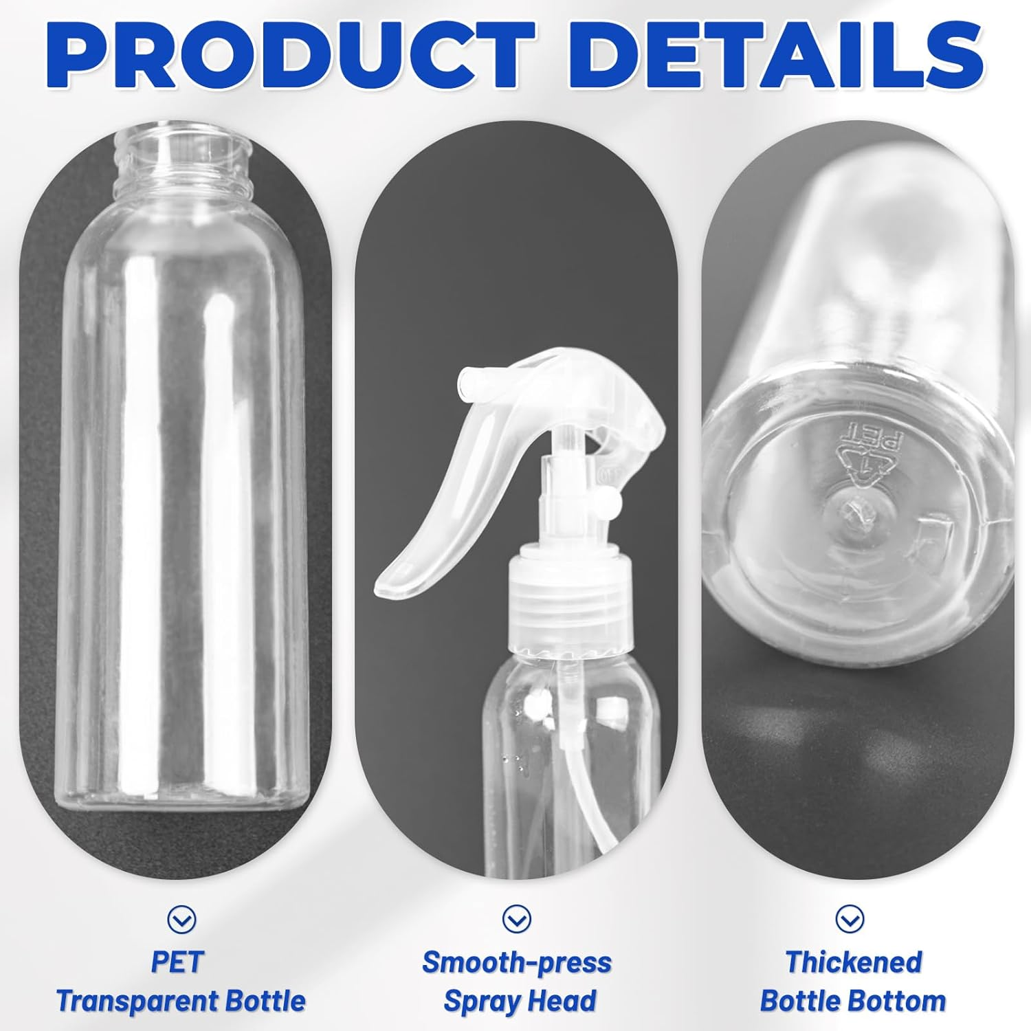6 PCS Small Spray Bottles, 100Ml/3.38Oz Plastic Spray Bottles, Refillable Mini Empty Bottle Set, Clear Fine Mist Travel Mini Bottle with Adjustable Knob for Essential Oils Water Squirt (Transparent) image number 1