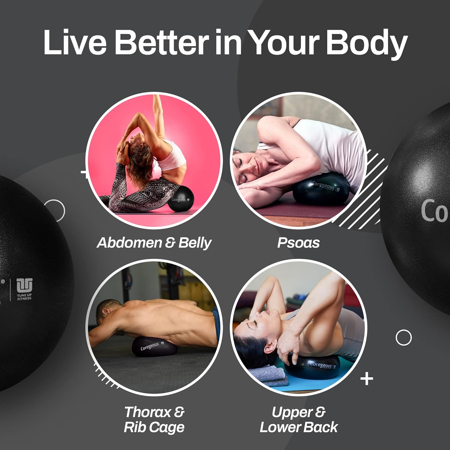 Tune up Fitness Coregeous Ball Newly Updated Packaging Jill Miller Use Ball to Massage and Activate Your Core and Stretch Your Psoas image number 4