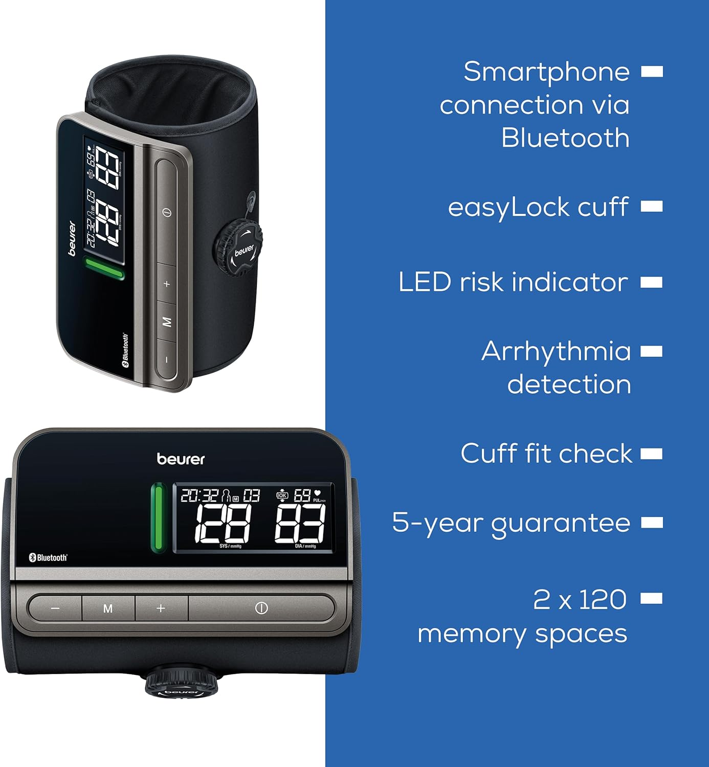 Beurer BM81 Easylock, Automatic Blood Pressure Monitor, Clinically Validated, Smart Blood Pressure Machine without Cables, Gentle Pressure Build-Up & Fast Measurement Time image number 2