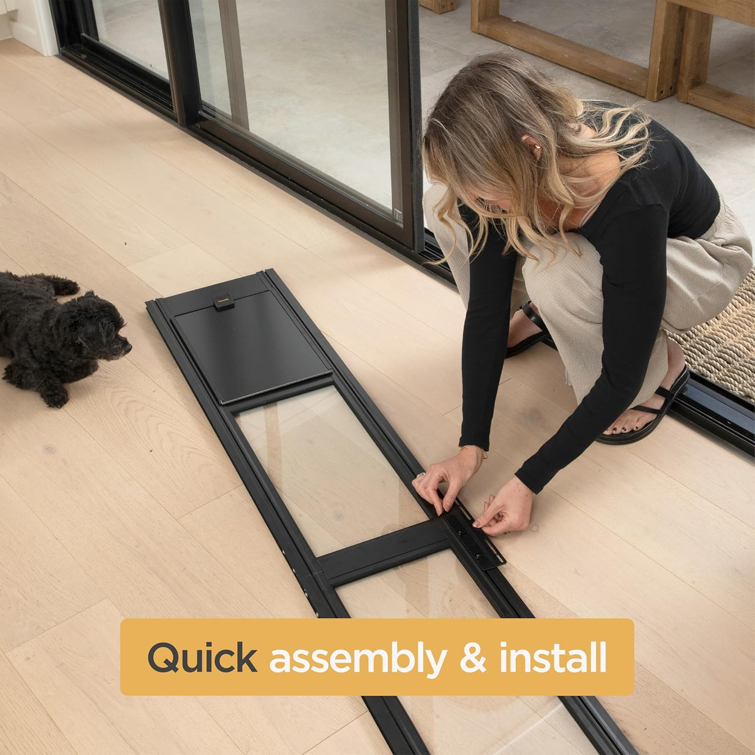 Large Black Glass Patio Pet Door image number 5