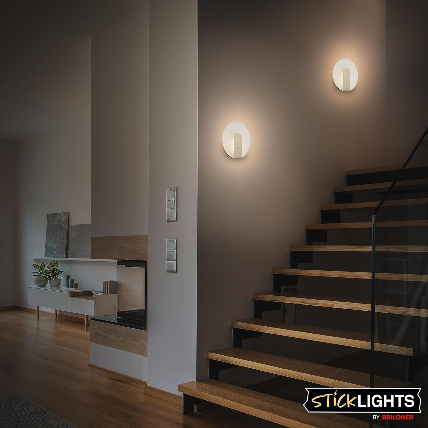 BRILONER Sticklights LED Wall Light without Power Connection and No Drilling with Motion Sensor, Battery, Magnetically Removable, Wall Lamp for Gluing, Reading Lamp, Hallway Lamp, 15 X 3.7 X 14.7 Cm image number 4