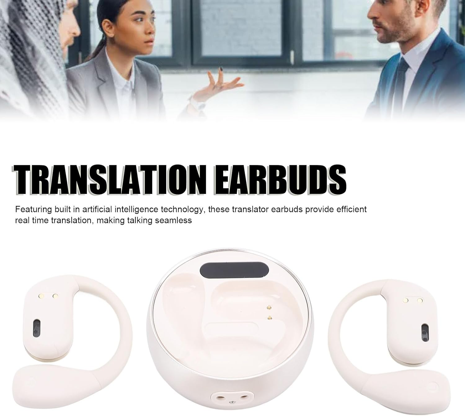 Focket AI Translation Earbuds, 144 Language Real Time Translator Earbuds, Open Ear Wireless Headphones with Long Battery Life, for Travel Business Learning