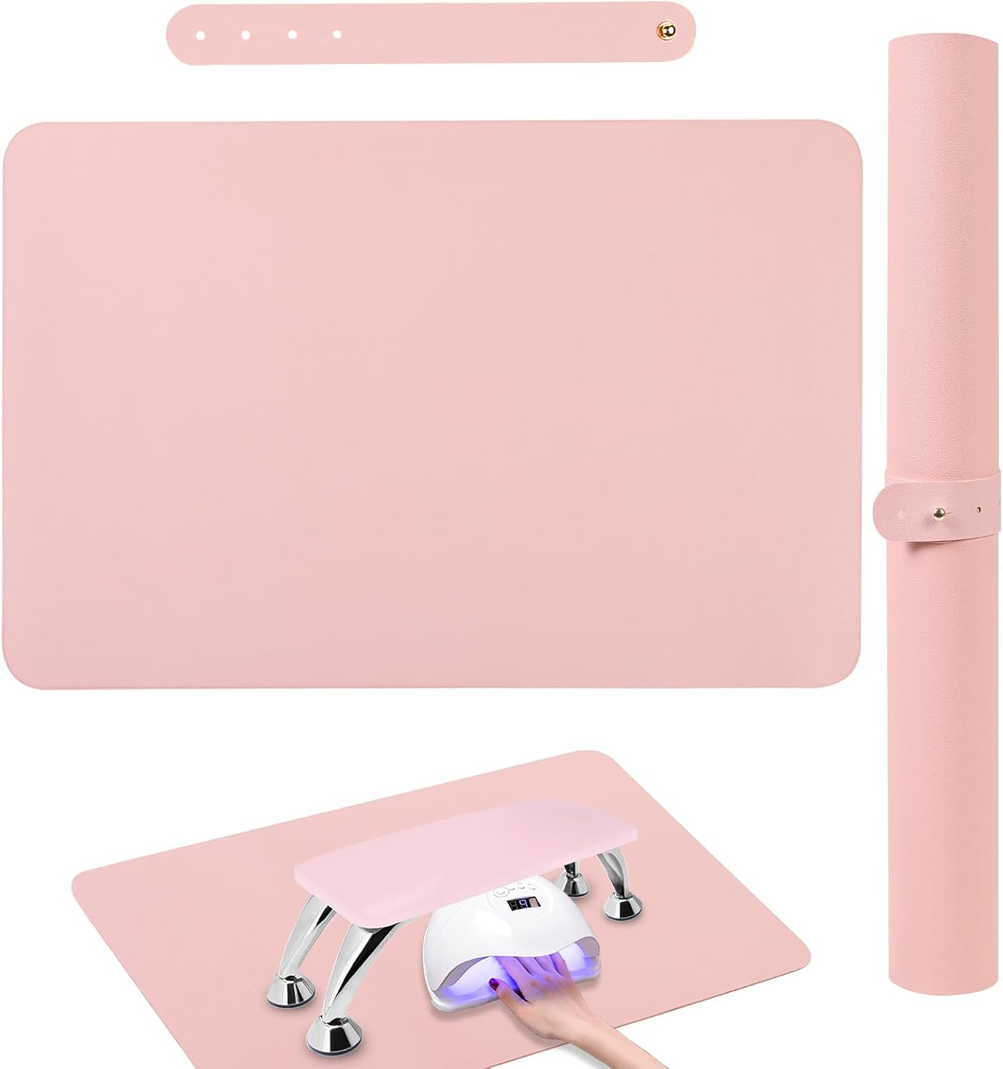 Nail Art Table Mat, Foldable Nail Hand Rest Cushion, Manicure Pad, Soft Microfiber PU Leather Nail Mat, Nail Arm Rest for Acrylic Nails, Nail Table Mat, Desk Pad For image number 2