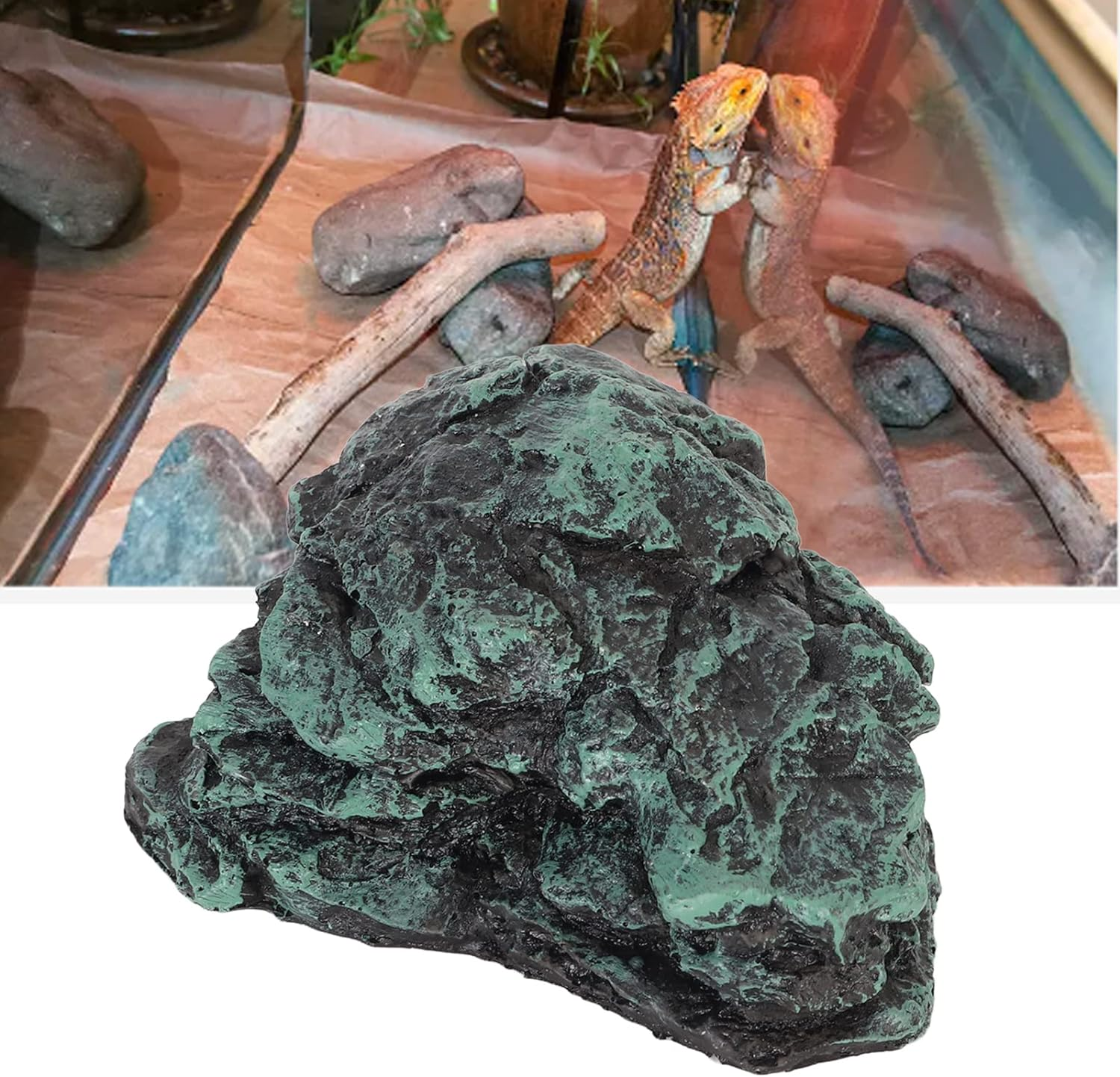 Reptile Rock Hideout, Reptile Rock Hide Cave, Safe and Comfortable Hiding Place for Reptiles, Snake, Turtle Hideout for Bearded Dragon Tortoise Small Lizards Fish Amphibians image number 4