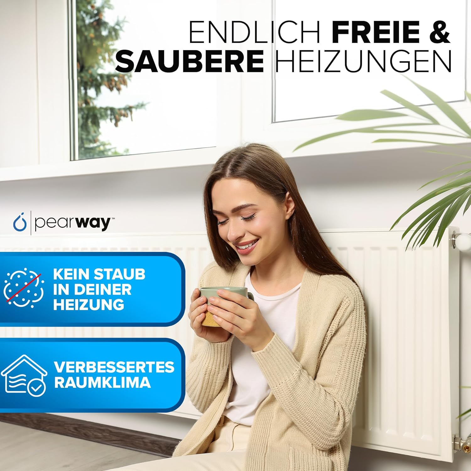 PEARWAY Set of 2 Radiator Brushes, Higher Heating Output & More Cleanliness, Includes Bleed Key, Heating Brush, Improves Room Climate, Radiator Cleaning Brush, Heating Cleaning Brush image number 2