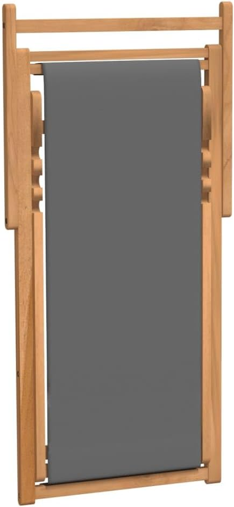 Vidaxl Folding Beach Chair in Grey, Solid Teak Hardwood, Ideal for Garden, Beach, Camping with Fabric Seat & Adjustable Backrest image number 3