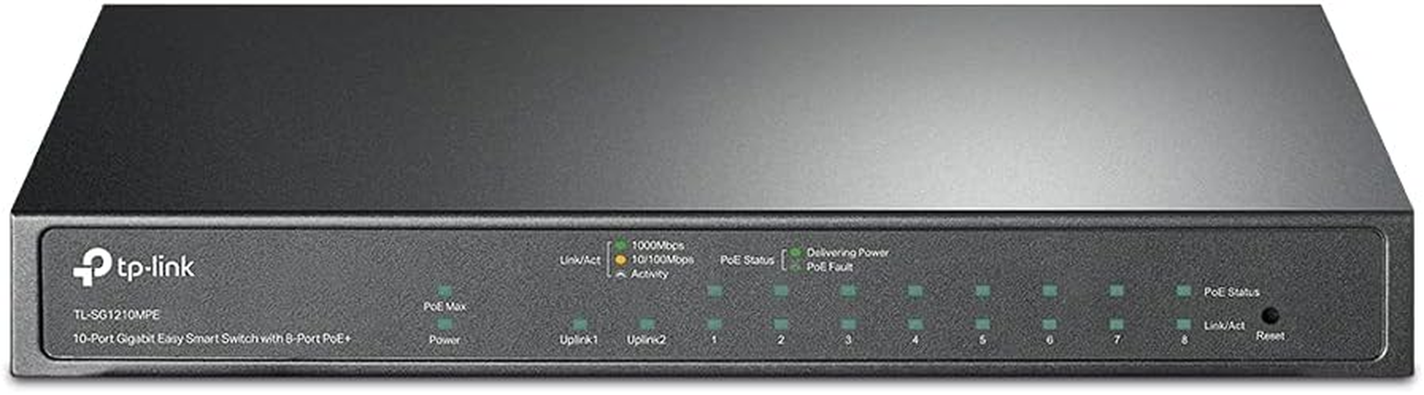 Tp-Link 10-Port Gigabit Easy Smart Poe Switch with 8-Port Poe+, 123 W Budget, Network Monitoring, VLAN for Security, Poe Auto Recovery, Qos, Metal Casing, Fanless Design, Plug & Play (TL-SG1210MPE) image number 4