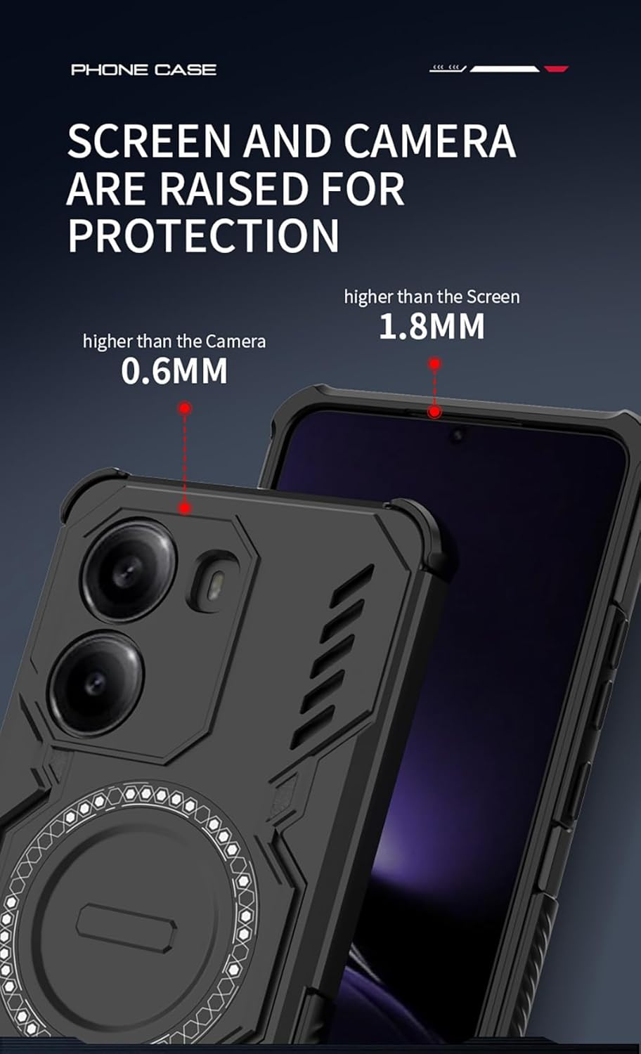 SEAHAI Case for Xiaomi Poco X7 Pro 5G with Magnetic Adsorption Function, Military Shockproof Case, Ultra Thin Hard PC Protective Case, Silicone TPU Bumper Mobile Phone Case, Blue - Black image number 2
